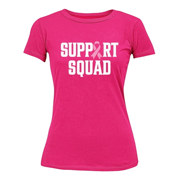 Breast Cancer Support Squad Pink Ribbon Women's T-shirt, 2XL, Cyber Pink