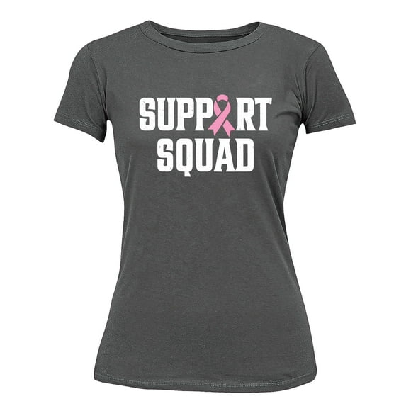 Breast Cancer Support Squad Pink Ribbon Women's T-shirt, 3XL, Charcoal