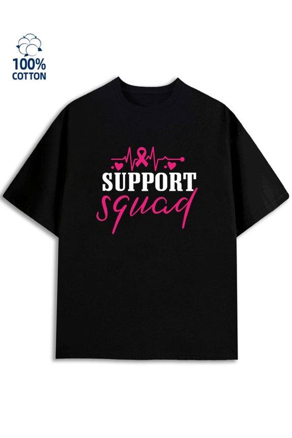 Breast Cancer Support Squad men 180G 100% Cotton black Classic Unisex Shirt Graphic tshirts Casual Unisex Shirt Graphic Tee tshirts Retro Unisex Shirt Printed tshirts