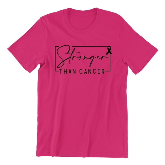 Breast Cancer Support Stronger Than Cancer Pink Ribbon Unisex Men's T-shirt, XL, Cyber Pink