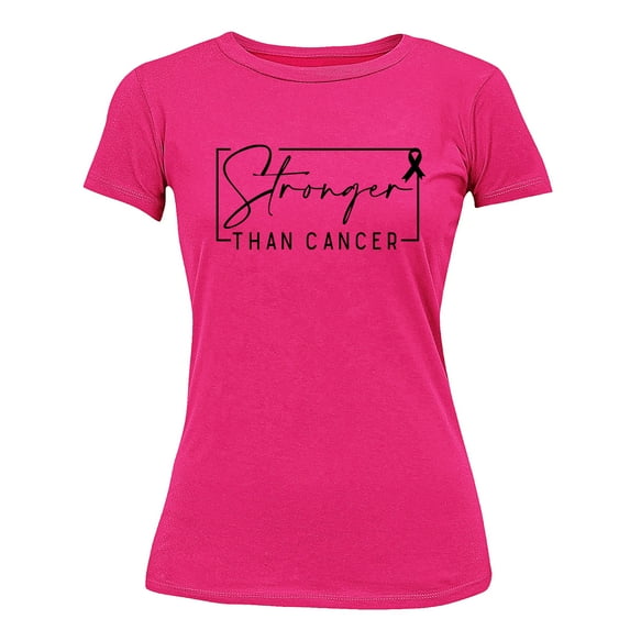 Breast Cancer Support Stronger Than Cancer Pink Ribbon Women's T-shirt, XL, Cyber Pink