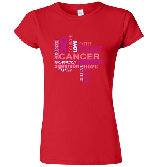 Breast Cancer Support Women's T-Shirt Lady Tee Outfit Color Red Small