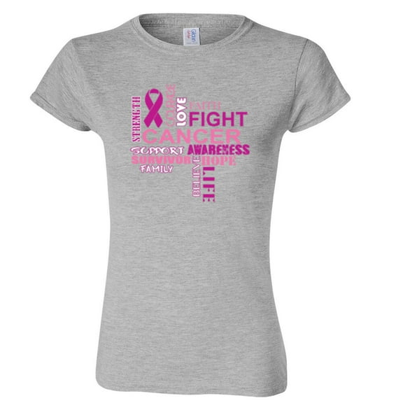 Breast Cancer Support Women's T-Shirt Lady Tee Outfit Color Sport Gray X-Large