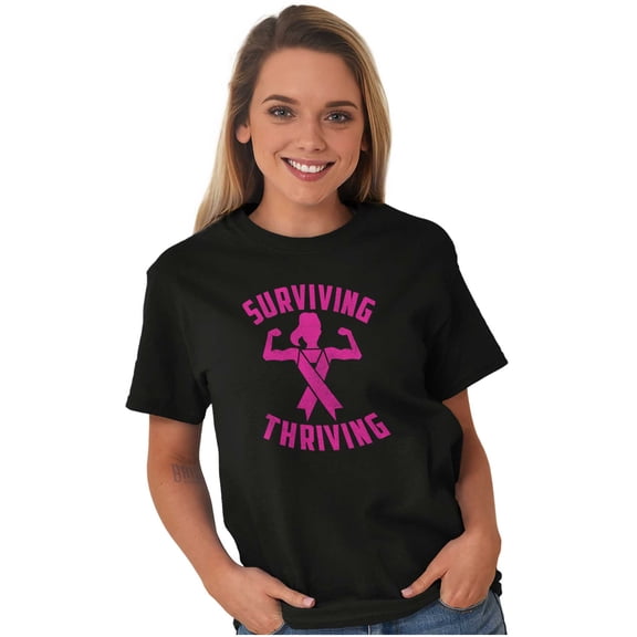 Breast Cancer Surviving & Thriving Women's Graphic T Shirt Tees Brisco Brands S