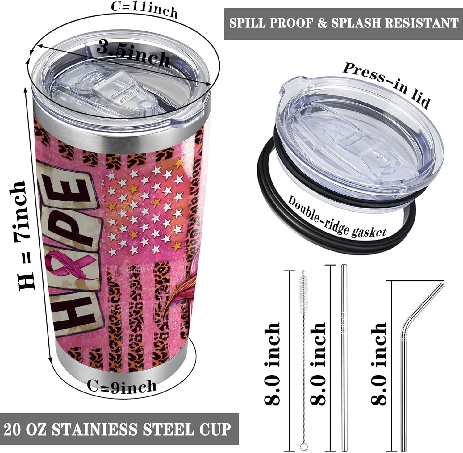 Breast Cancer Survivor Gift Inspirational 20oz Tumbler with Lid and ...