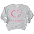 thumbnail image 1 of Breast Cancer Survivor Heart Butterflies Crewneck Sweatshirt, 2XL, H. Grey, 1 of 6