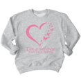thumbnail image 1 of Breast Cancer Survivor Heart Butterflies Crewneck Sweatshirt, 3XL, H. Grey, 1 of 6