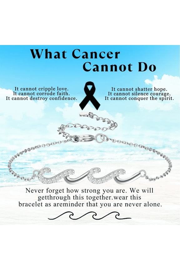 Breast Cancer Survivor Inspirational Recovery Gift Cancer Care Wave Encouragement Bracelet Jewelry