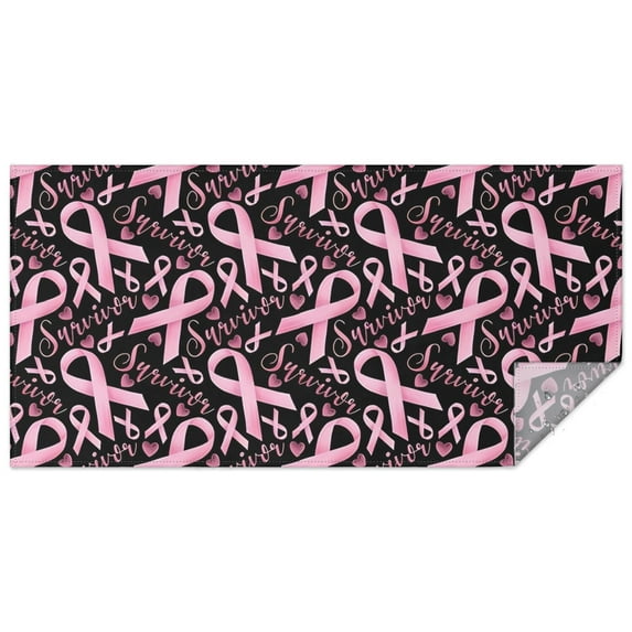 Breast Cancer Survivor Pink Ribbon Black Rectangle Tablecloth 60"x120",Waterproof Polyester Rectangle Table Cloth, Wipeable Spillproof Polyester Tablecloth for Dining, Camping, Indoor and Outdoor