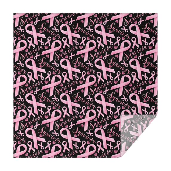 Breast Cancer Survivor Pink Ribbon Black Square Tablecloth,Waterproof Square Table Cover,Wipeable Spillproof Washable Table Cover for Home Kitchen Party Decor 52"x52"(132x132cm)