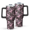 thumbnail image 1 of Breast Cancer Survivor Pink Ribbon Black Tumbler with Handle and Lid,40oz Double Wall Vacuum Insulated Tumbler,Cups Gift for Women and Men, 1 of 7