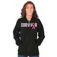 thumbnail image 1 of Breast Cancer Survivor Pink Ribbon Womens Plus Size Graphic Zipper Hoodie Brisco Brands 2X, 1 of 5