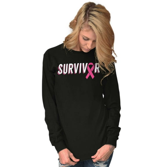 Breast Cancer Survivor Pink Ribbon Women's Long Sleeve T Shirt Brisco Brands M