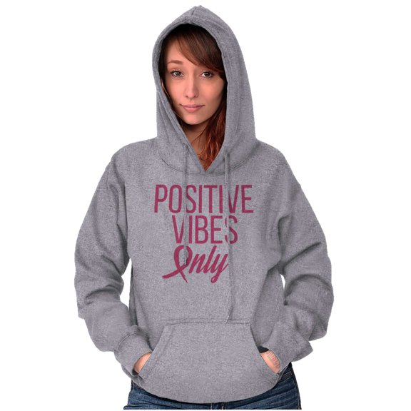 Breast Cancer Survivor Positive Vibes Hoodie Sweatshirt Women Brisco Brands S