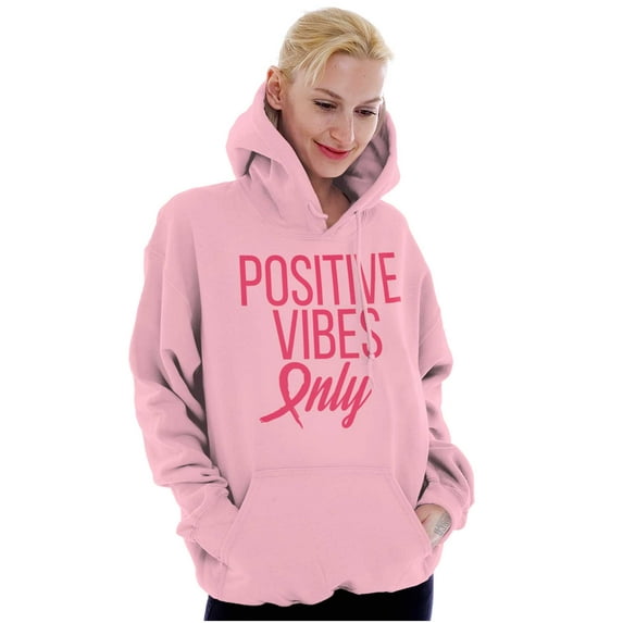 Breast Cancer Survivor Positive Vibes Hoodie Sweatshirt Women Brisco Brands S