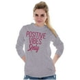 thumbnail image 1 of Breast Cancer Survivor Positive Vibes Women Plus Size Long Sleeve Graphic Tee Brisco Brands 2X, 1 of 5