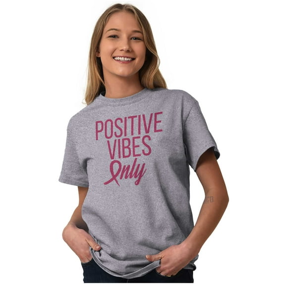 Breast Cancer Survivor Positive Vibes Women's Graphic T Shirt Tees Brisco Brands L