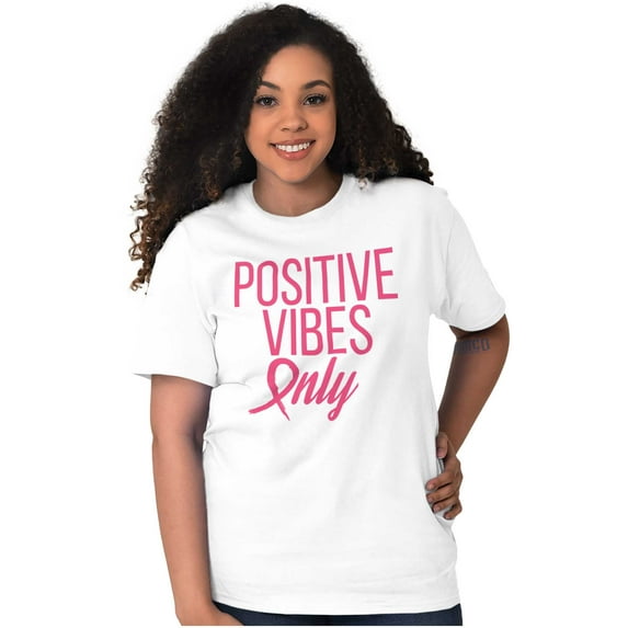 Breast Cancer Survivor Positive Vibes Women's Graphic T Shirt Tees Brisco Brands X