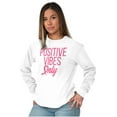 thumbnail image 1 of Breast Cancer Survivor Positive Vibes Women's Long Sleeve T Shirt Brisco Brands X, 1 of 6