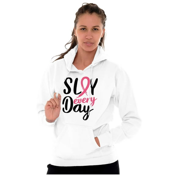 Breast Cancer Survivor Slay Every Day Women Plus Size Graphic Pullover Hoodie Brisco Brands 5X