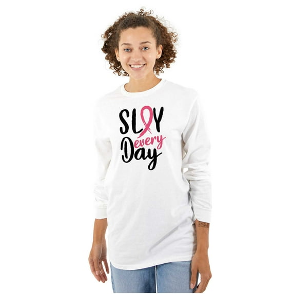 Breast Cancer Survivor Slay Every Day Women's Long Sleeve T Shirt Brisco Brands X