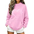 thumbnail image 1 of Breast Cancer Sweatshirt for Women Pink Ribbon Long Sleeve Tops,Breast Cancer Awareness Sweatshirts In October We Wear Pink Tshirt Pink Cancer Support Sweaters,Pullover with Kangaroo Pocket Pink, 1 of 4