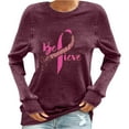 thumbnail image 1 of Breast Cancer Sweatshirts Womens Vintage Loose Fit Casual Pullover Crew Neck Sweatshirt Long Sleeve Tops (XL, Wine), 1 of 5
