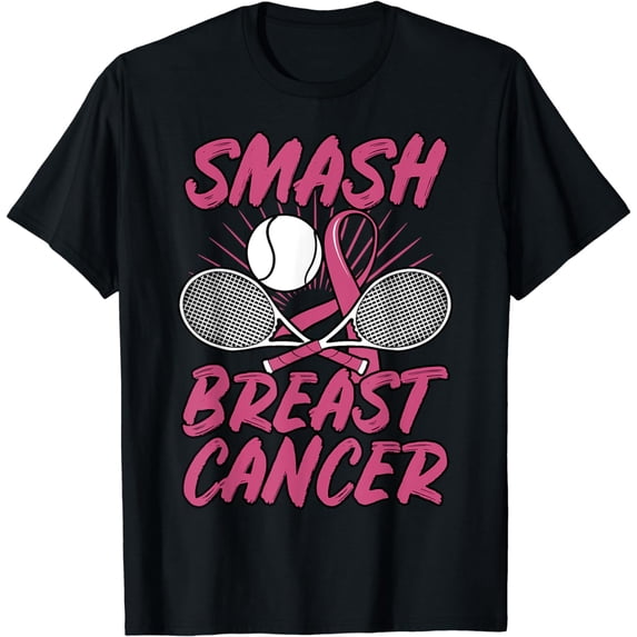 Breast Cancer Tennis Ball Racket Pink Ribbon Mammogram Sport T-Shirt