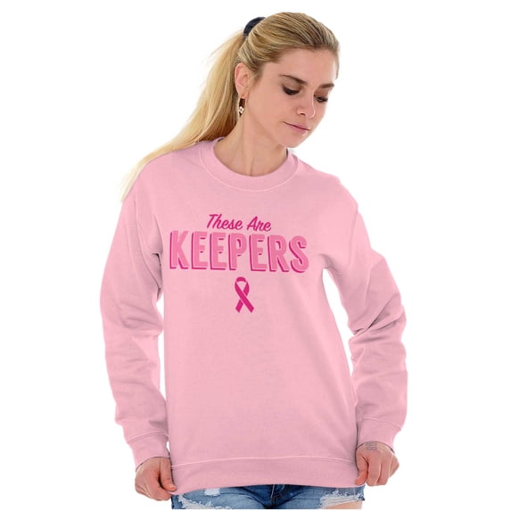 Breast Cancer These Are Keepers Women Crewneck Sweatshirt Brisco Brands 5X