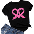 thumbnail image 1 of Breast Cancer Tshirt Pink Ribbon Print Short Sleeve Shirt for Women, 1 of 4