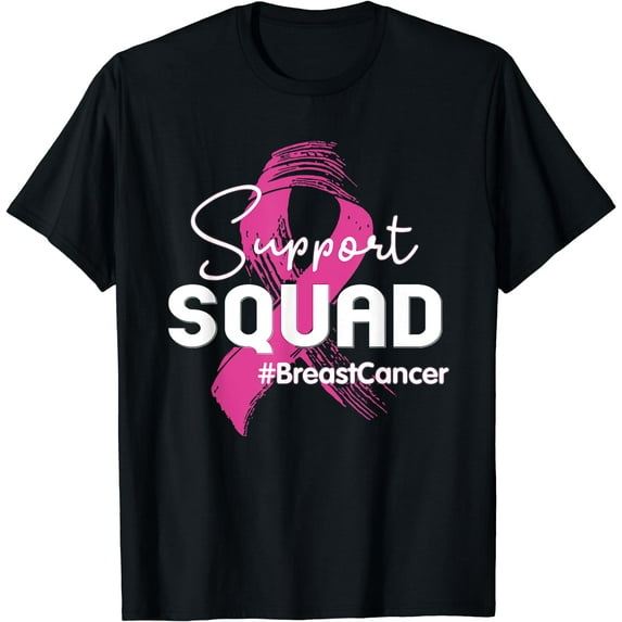 Breast Cancer Warrior Support Squad Breast Cancer Awareness T-Shirt Black 2X-Large