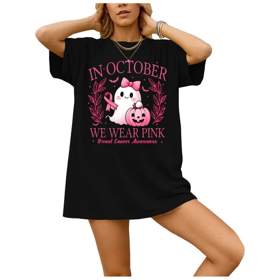 Breast Cancer Women Halloween in October We Wear Pink T-Shirt, Breast Cancer Awareness Shirt