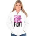 thumbnail image 1 of Breast Cancer Your Fight Is My Fight Womens Plus Size Graphic Zipper Hoodie Brisco Brands 5X, 1 of 5