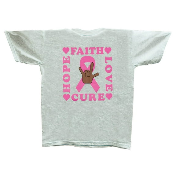 Breast Cancer w ILY -Brown Hand Size XL T Shirt