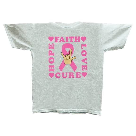 Breast Cancer w ILY -White Hand Size M T Shirt