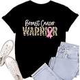 thumbnail image 1 of Breast CancerTshirt Breast Cancer Warrior Print Short Sleeve Shirt for Women, 1 of 4