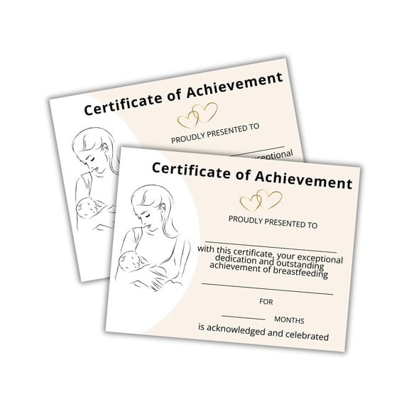 Breast Feeding Certificate of Achievement 30pk 8.5x11 Normalize Support Progress Encouragement Keepsake Milestone Awareness Pins