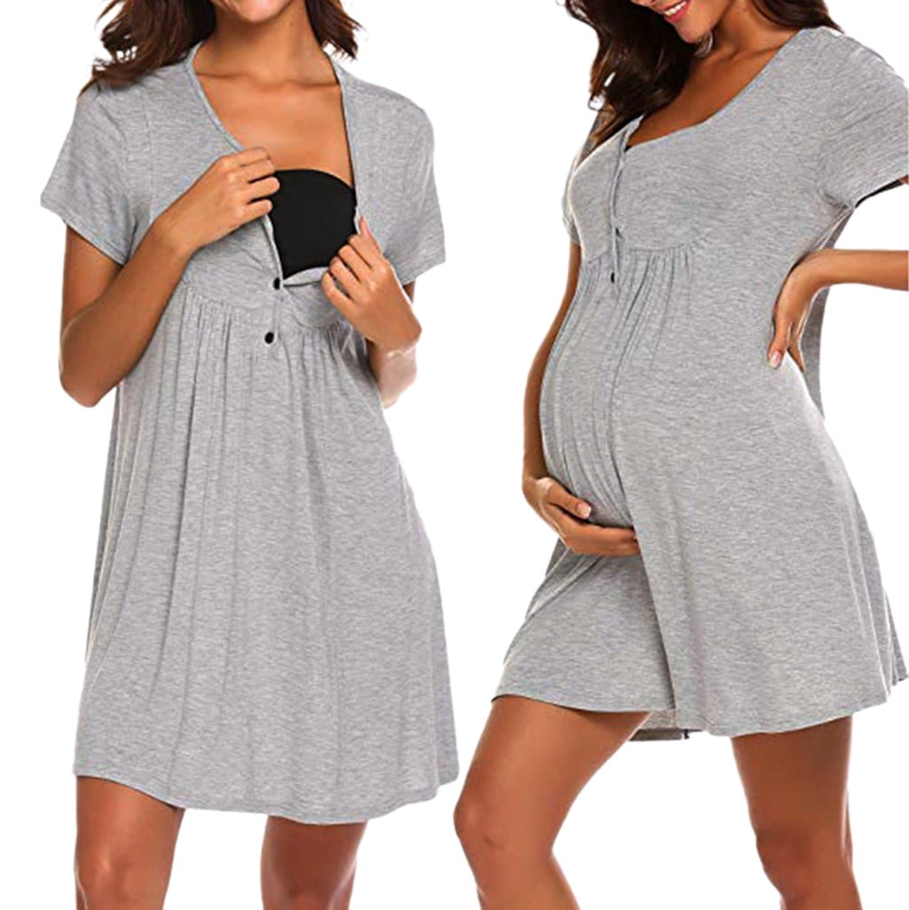 Sosolism Multifunctional Breastfeeding Dress For Women Summer Maternity