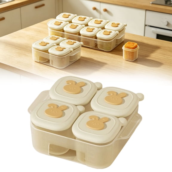 Breast Milk Freezer Tray Baby Puree Freezer Tray Food Freezer Tray, 4 Sections 50Ml Food Grade Silicone Storage Containers with Measurement Marks for Homemade Purees Breastmilk and Snacks