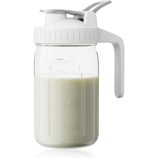 Breast Milk Pitcher 32 oz Mason Jar with Wide Mouth Heavy Duty Jar with