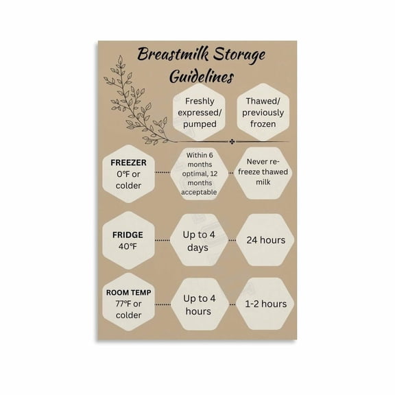 Breast Milk Storage Tips Poster Breastfeeding Guide (1) Canvas Painting Posters And Prints Wall Art for Living Room Bedroom Decor