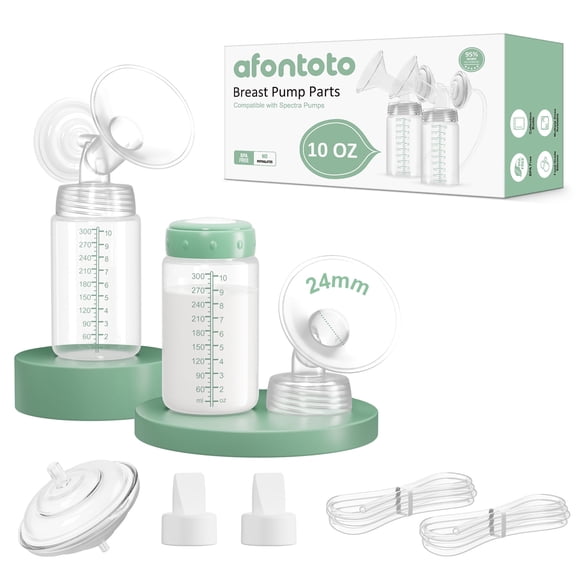Breast Pump Accessories Compatible with Spectra S1 S2 S9 Plus Replacement Pump Parts, 2 Sets with 24mm Flanges Spectra, 10oz Bottles, Duckbill Valves, Tubing, Backflow Protectors, Not Original