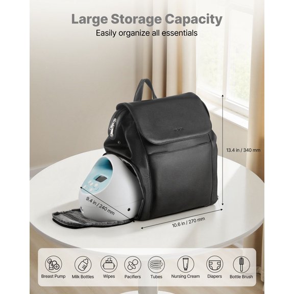 Breast Pump Backpack,Breast Feeding Bag with Ice Pack,Fits for S1/S2,Pumping Accessories&Breastmilk Storage,Portable Pump Carrying Case for Work,Travel&Family Use,Black