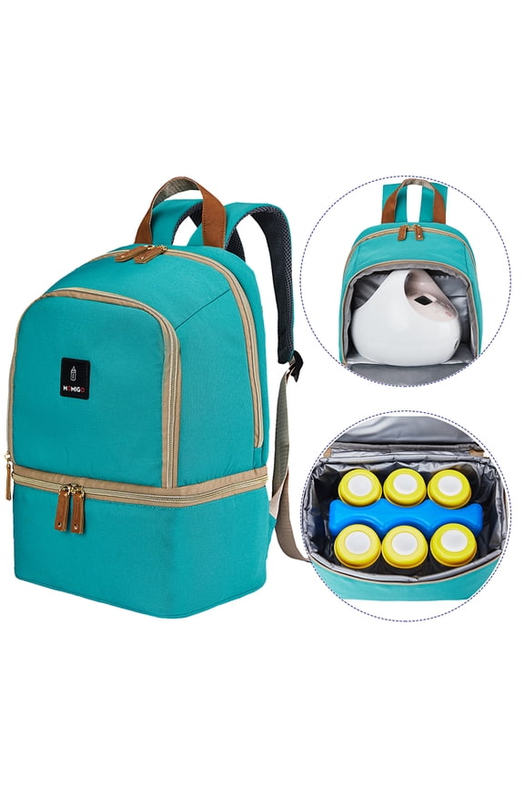 Breast Pump Bag Backpack - Cooler Lunch Bag Double Layer for Mother Large Size Green