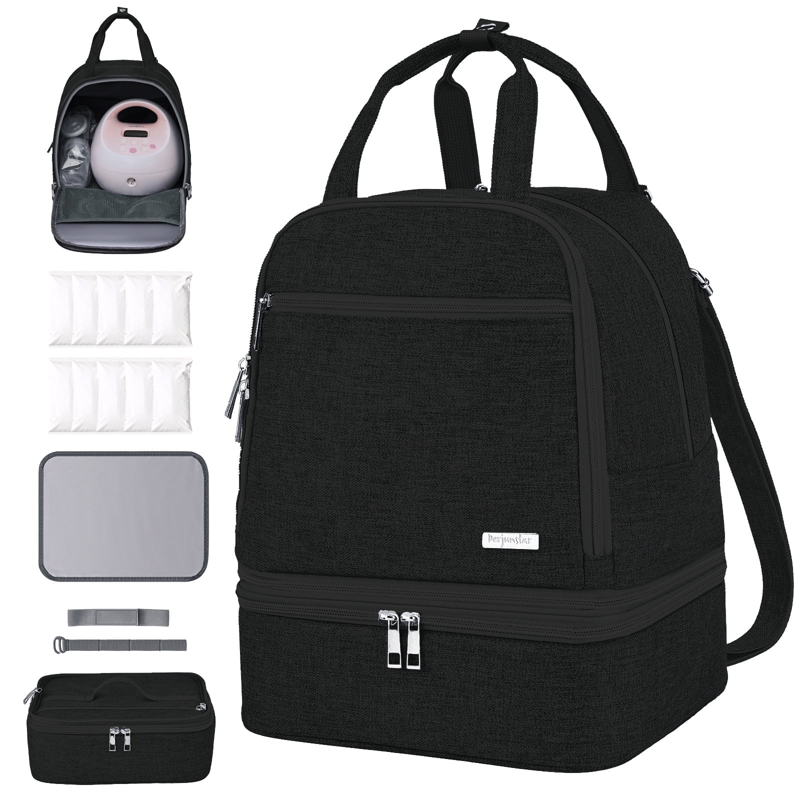 Breast Pump Bag For Spectra S1/S2 – Double Layer, Waterproof Mat, Work & Travel Pump Carrying Bag (Black)