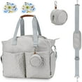 thumbnail image 1 of Breast Pump Bag Moclever Diaper Tote Bag with Detachable Shoulder Strap Side Pocket Free Bibs Compatible with Spectra S1 S2 Medela Light Grey, 1 of 12