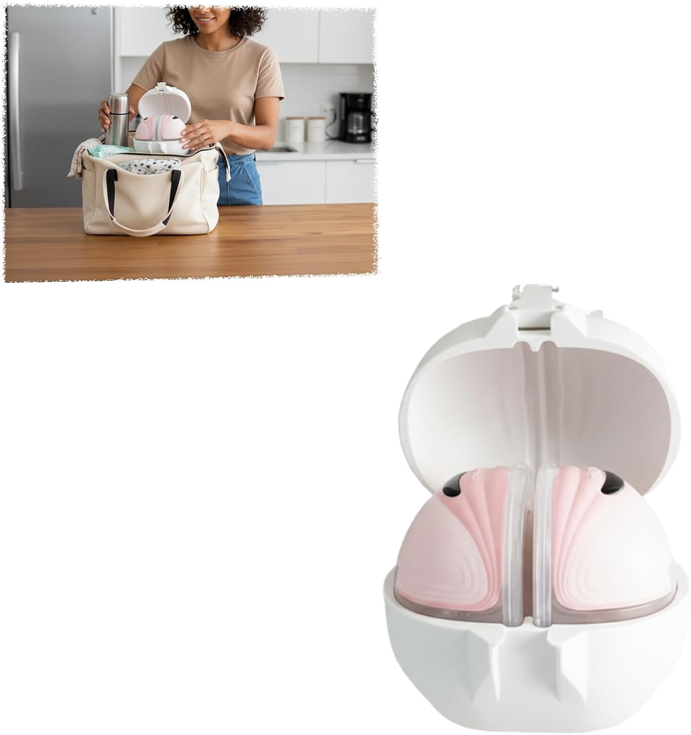 Breast Pump Holder for Mommed S21 - Portable Free Storage Solution, Prevents Leaks, Compact Design for On-The-Go Moms, Easy Clean Lightweight