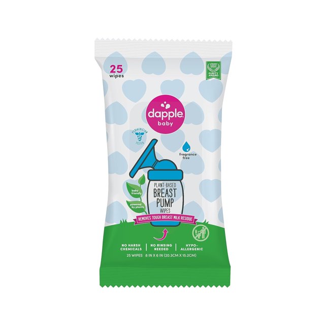 Breast Pump Wipes by Dapple Baby, 25 Count, Fragrance Free, Plant Based