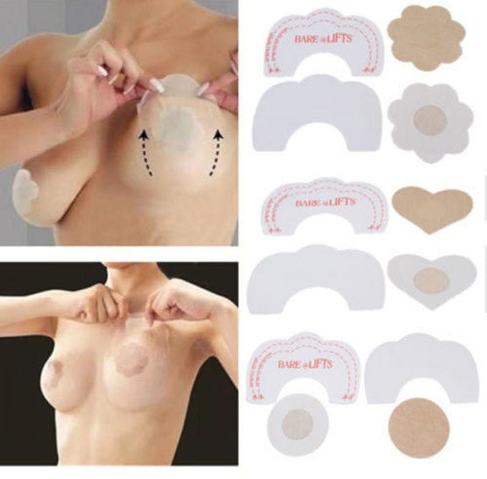 Breast Push Up Bra Invisible Tape Boob Enhancer+Nipple Cover Padded Pasties  Sticker 