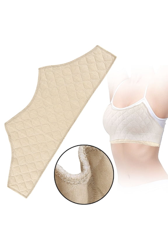 Under Breast Sweat Pads, Cotton Bra Liners, Rectangle Under Breast Sweat Absorber Pads, Washable Under Bra Sweat Liners, Reusable Bra Liners to Absorb Sweat Under Breasts, Khaki, 17.5 Inch